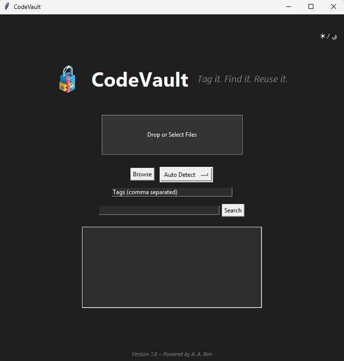 Screenshot of CodeVault Application